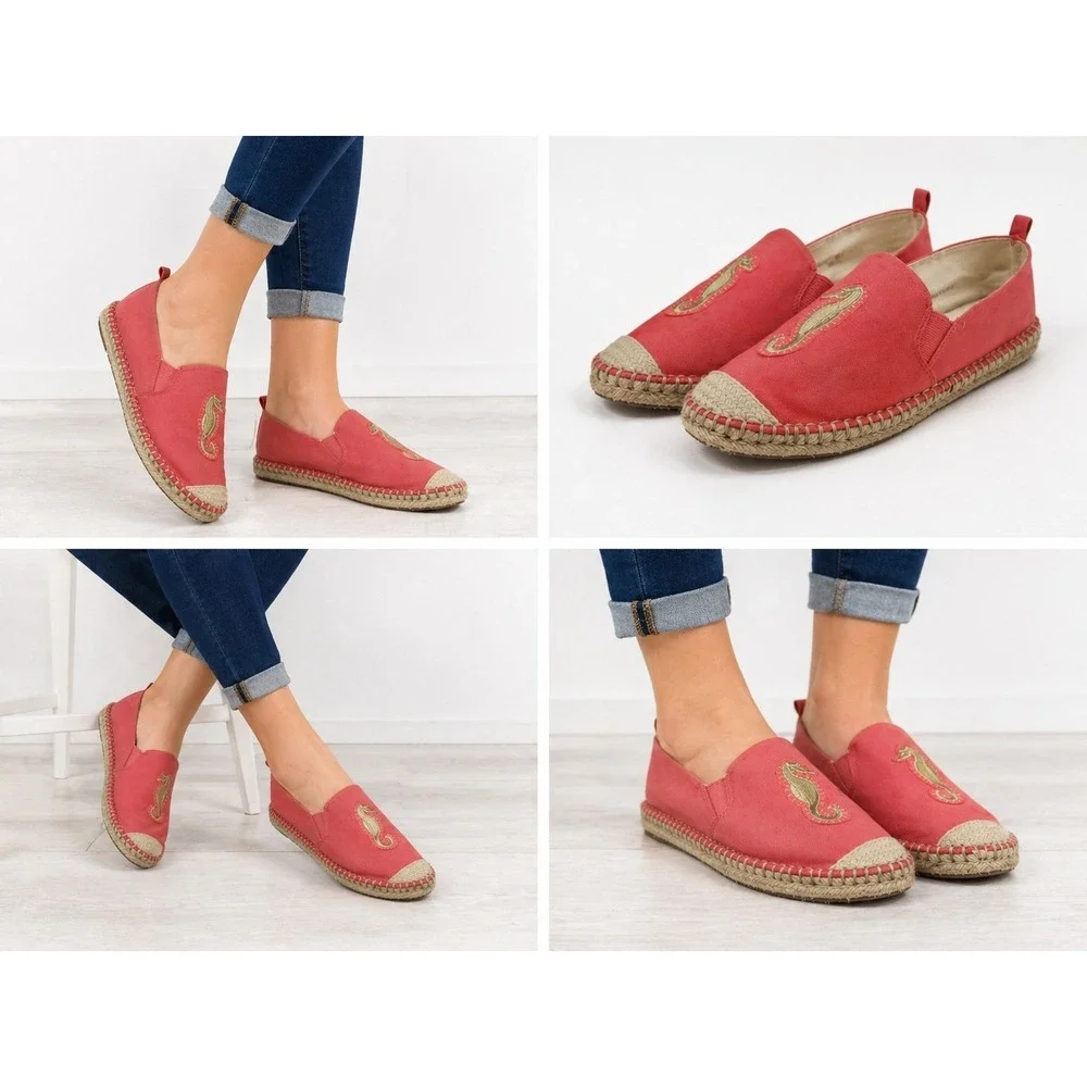 Crown & Ivy Coral Espadrille Flats Seahorse Womens Size‎ 10 Slip On